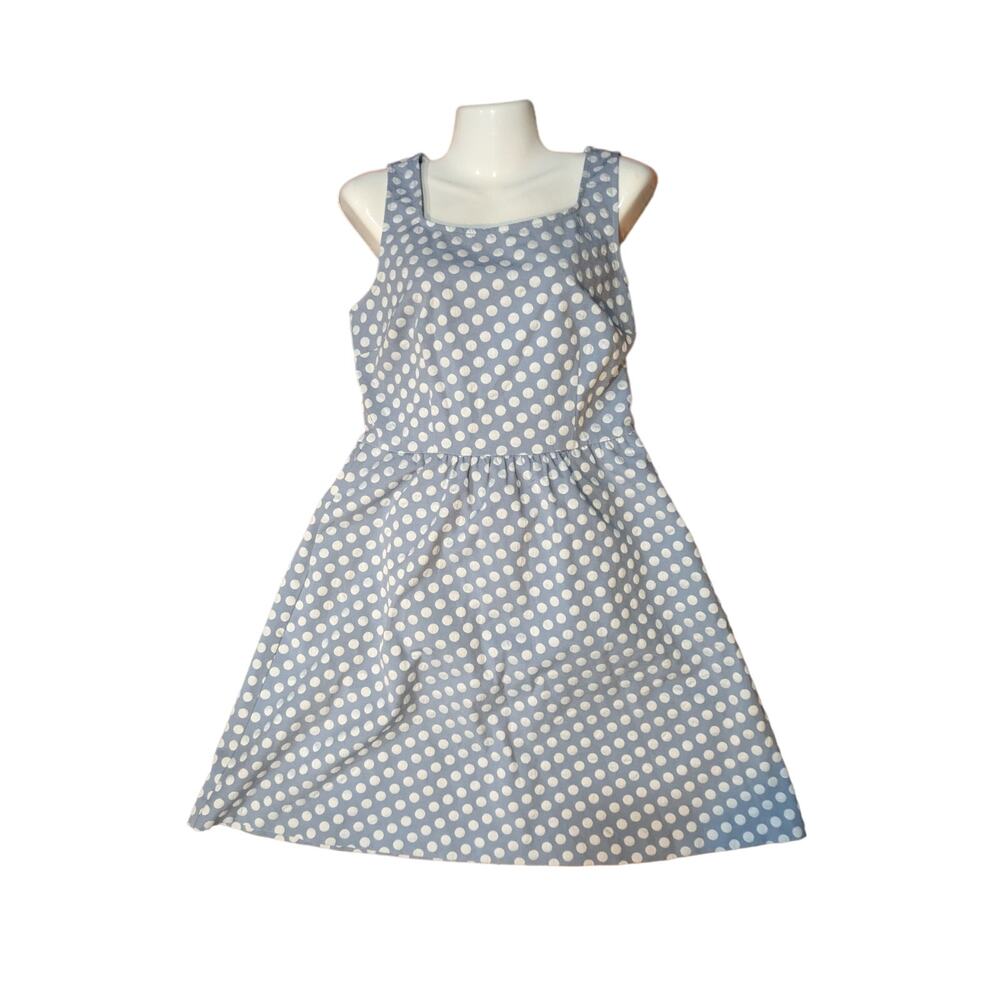 The Limited Sleeveless Blue and White Polka Dot Mini Dress Size 8